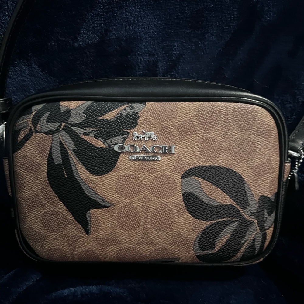 Coach Tan and Black Floral Crossbody Bag - Picture 3 of 5